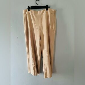 NWT ELIE TAHARI Minimalist Beige Hi-Rise Wide Leg Cropped Pant Trouser s…